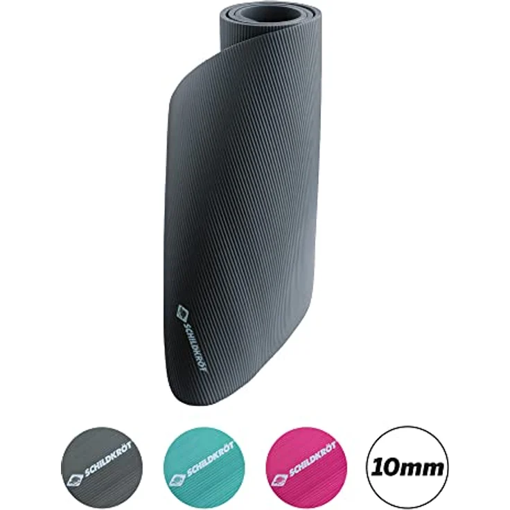 Schildkröt Fitnessmatte 10 mm, Anthrazit, rutschfest mit Tragegurt, 960260, Grau – Bild 2
