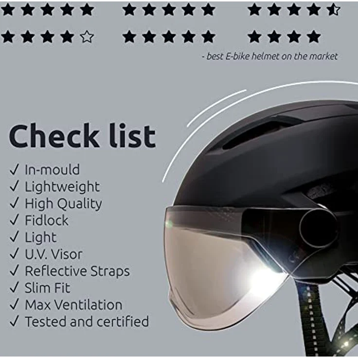 Crazy Safety E-bike Helm für Erwachsene, Schwarz mit Visier und LED-Blinker, EN1078, Größe ML – Bild 9