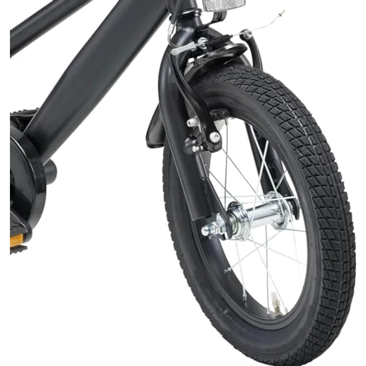 Bachtenkirch Qualitäts Kinderfahrrad 12 Zoll matt Schwarz Jungen Kinderrad Fahrrad ab 3 Jahre, mit Rücktrittbremse und V-Brake, inkl. Stützräder und Klingel – Bild 4