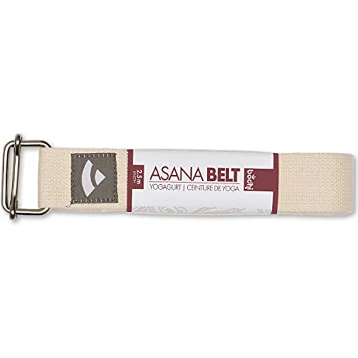 Bodhi Yogagurt | ASANA Belt aus 100% Baumwolle | Praktisches Yoga-Zubehör zur Dehnung | Yoga-Gurt mit Schiebeschnalle aus Metall | Anfänger & Fortgeschrittene | 250 x 3,8 cm (natur) – Bild 2