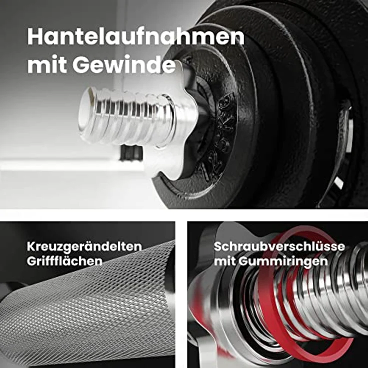 Hop-Sport Guss Kurzhanteln Hantel Set Hanteln 10kg 15kg 20kg 30kg 40kg 60 kg Gewichte (2 x 10 kg) – Bild 4