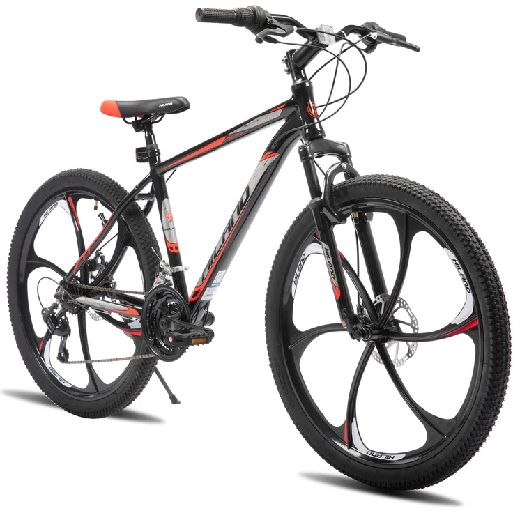 HILAND Mountainbike 26 Zoll, 18-Gang, Aluminium-Rahmen, Doppelscheibenbremsen, Stoßdämpfung, für Damen und Herren