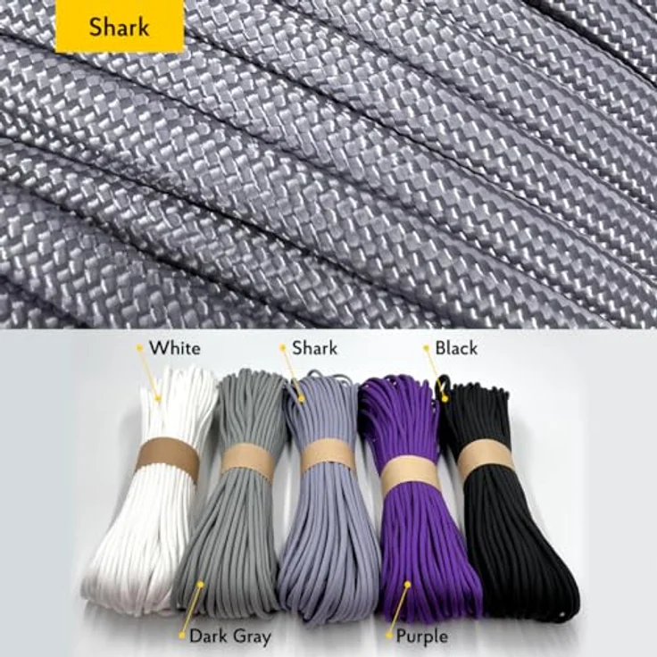 EdcX Paracord 550 Typ III, 4 mm Nylonseil in Shark, 15 m | Ideal für Basteln, Camping und Outdoor-Aktivitäten – Bild 2