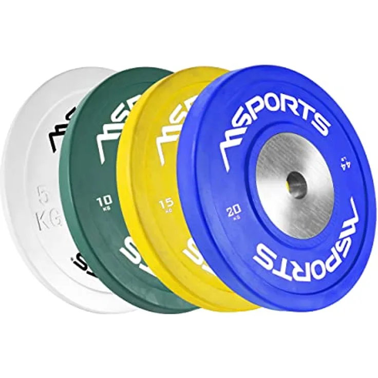 MSPORTS Olympia Hantelscheiben 2er Set Professional Lochdurchmesser 51 mm - Studio Qualität - Gusseisen - Gummiummantelt 5-20 kg Hantel (10 kg - Smaragdgrün)
