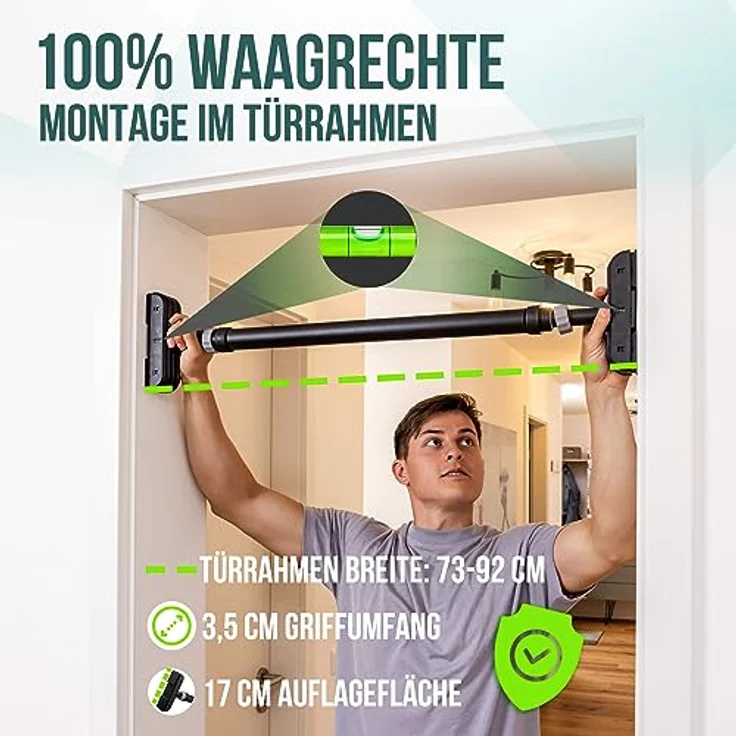 PULLUP & DIP - Klimmzugstange Türrahmen ohne Schrauben und Bohren Pull Up Bar Door Stange Türrahmen extra sichere Teleskop Klimmzugstange Tür mit bis 200KG Traglast! Abrutschsichere Pull Up Stange – Bild 4