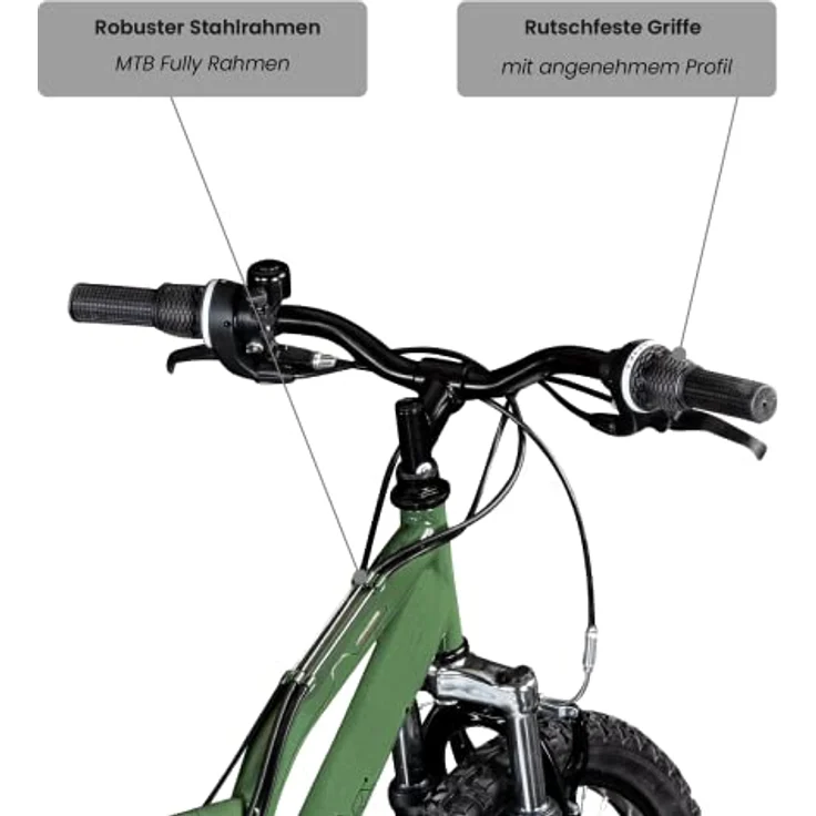 Galano FS180 Jugendfahrrad 24 Zoll Mountainbike 130 - 145 cm 21 Gänge Mädchen Jungen Fahrrad ab 8 Jahre MTB Fully Jugendrad V-Brakes 37 cm, khaki – Bild 7