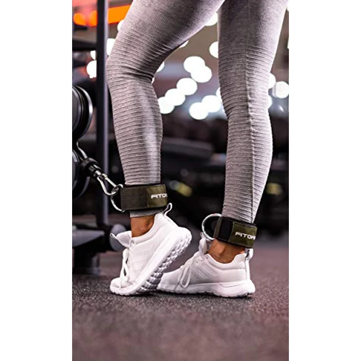 Fitgriff Komfort Fußschlaufen (2Stück) - für Fitness Training am Kabelzug - Fußfesseln für Damen und Herren (Dark Green) - Preisvergleich – Bild 2