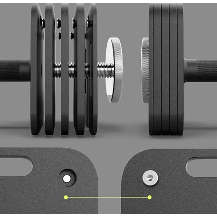 ZIPRO verstellbare Hanteln Square, rutschfestes Kurzhantelset mit 24 kg, 13 Gewichten für Krafttraining, quadratische Form, für Home Gym und Fitnessstudio – Bild 5