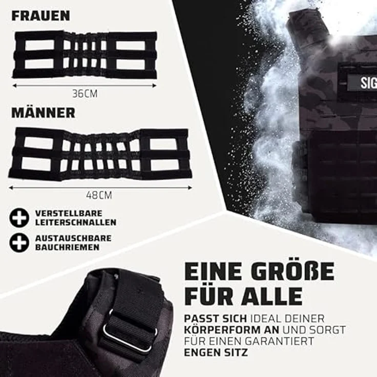 SUPRFIT - Sigurd 3D Gewichtsweste mit 2 x 2.6 kg für Calisthenics, Krafttraining & Crossfit - Verstellbare Weight Vest für bis zu 17 kg - Unisex Trainingsweste mit Gewichten - Weighted Vest Olivgrün – Bild 2