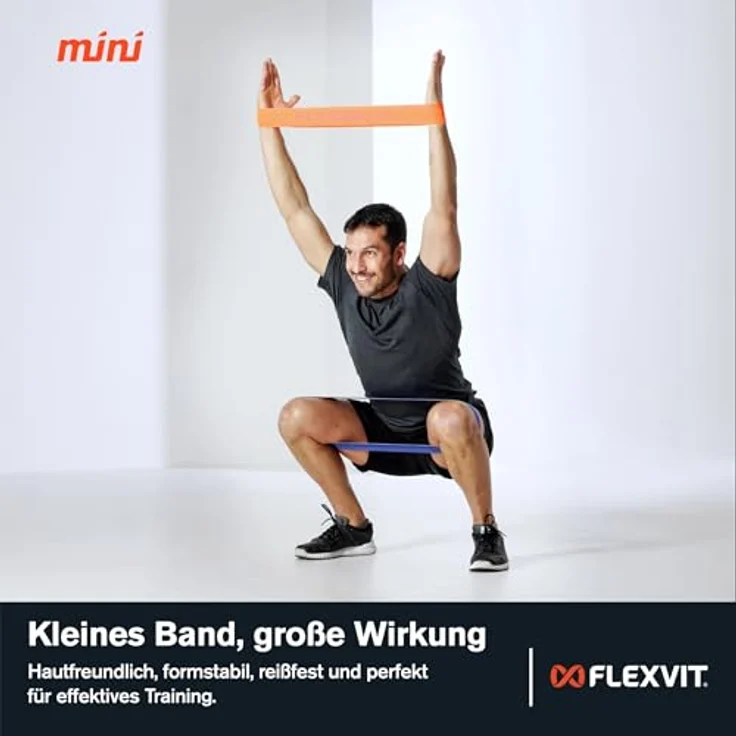 FLEXVIT Mini 10er Set Power (Blau), Sehr starke Widerstandsbänder für Gruppentraining, Kraftaufbau und anspruchsvolle Übungen, Made in Germany – Bild 5
