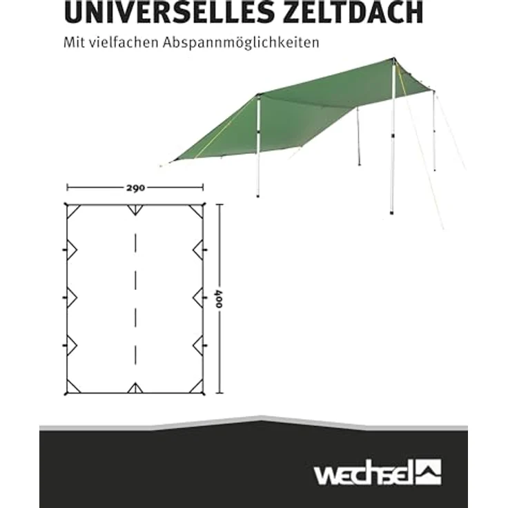 Wechsel S Tarp, leichtes Zelt-Tarp mit 5000 mm Wassersäule, 0.67 kg, inklusive Abspannleine und Packsack – Bild 6