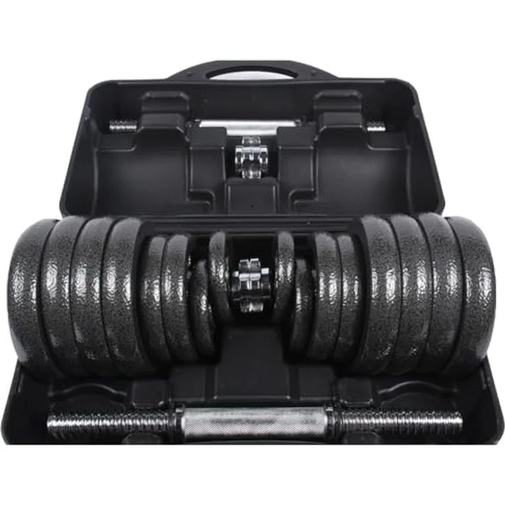 SPORTINATOR® "Machine" Hantel Set, 2-in-1 Hantelset (15–40 kg) mit Koffer, Gusseisen & Stahl für effektives Ganzkörpertraining – Transportabel und platzsparend – Bild 2