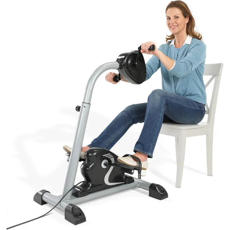 Aktivshop Arm- und Beintrainer aktiv 2in1 mit Motor Schwarz/Grau, Ergometer mit motorunterstütztem Training und höhenverstellbaren Handgriffen