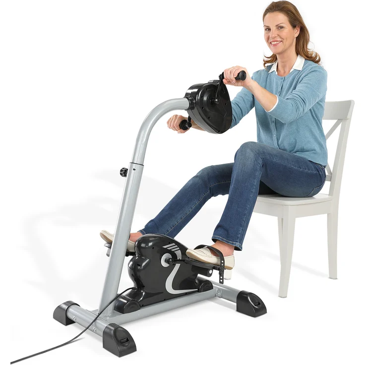 Aktivshop Arm- und Beintrainer aktiv 2in1 mit Motor Schwarz/Grau, Ergometer mit motorunterstütztem Training und höhenverstellbaren Handgriffen