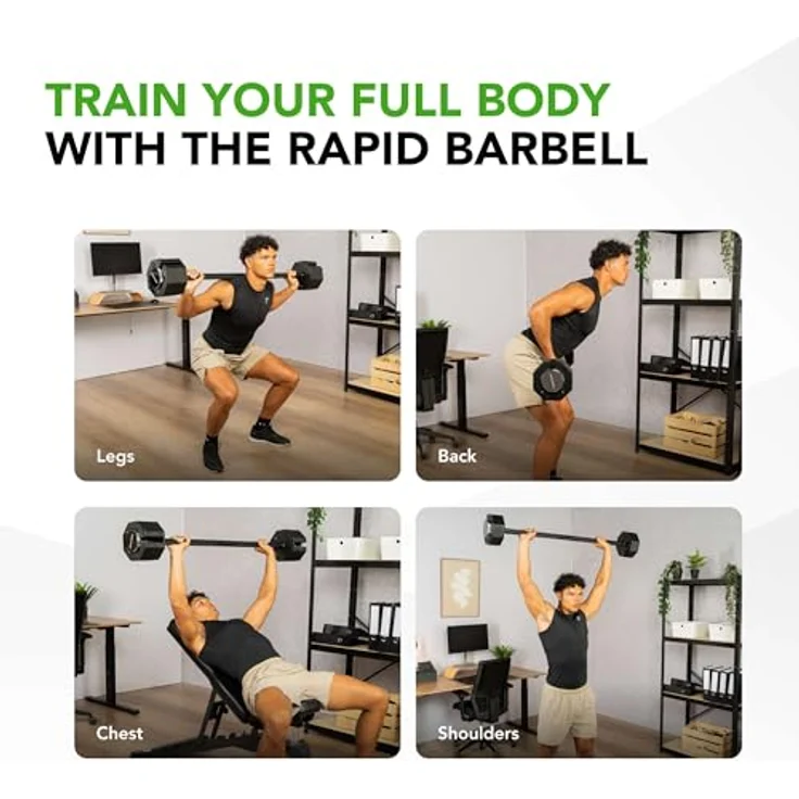 Tunturi Rapid verstellbare Langhantel, 11 kg Hantelset für das Heimtraining – Bild 4