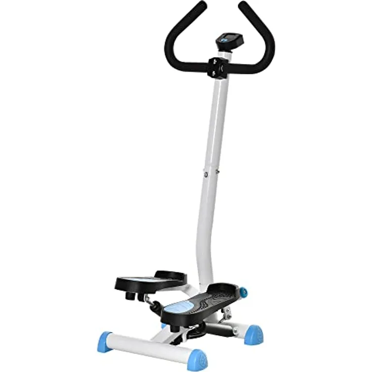 HOMCOM Stepper Fitness Swing Stepper mit LCD-Schirm und Handgriff bis 100 kg Blau