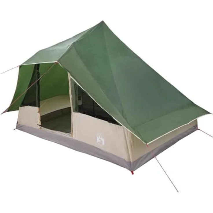 vidaXL Tipi Zelt mit Dach, modernes Familien-Tipi-Zelt in Grün, wetterfest mit E-Port und robustem Design, 364 x 281 x 257 cm – Bild 1