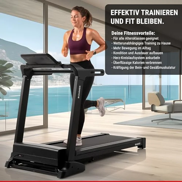 HAMMER Laufband FlyRun 4.0, Klappfunktion, 31 Programme, Zwift & Kinomap kompatibel, LCD-Display, 5,5 PS, 24 km/h – Bild 5