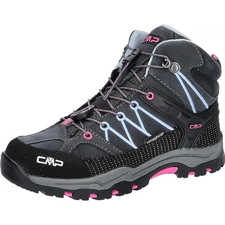 CMP RIGEL MID TREKKING SHOES WP, wasserdichte Wanderschuhe für Kinder aus Veloursleder, Schnellverschluss