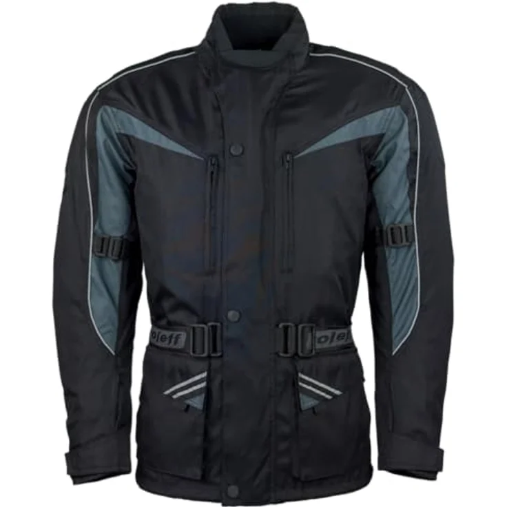 Roleff RO10003 Motorradjacke, Schwarz/Grau, wasserdicht, atmungsaktiv, mit Protektoren, Größe L – Bild 3