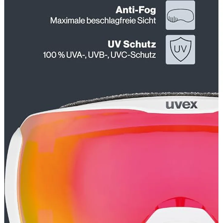 Uvex Downhill 2100 CV, kontrastverstärkende Skibrille mit schmalem Rahmen und extra weitem Sichtfeld, weiß/rot-lila, one size – Bild 3