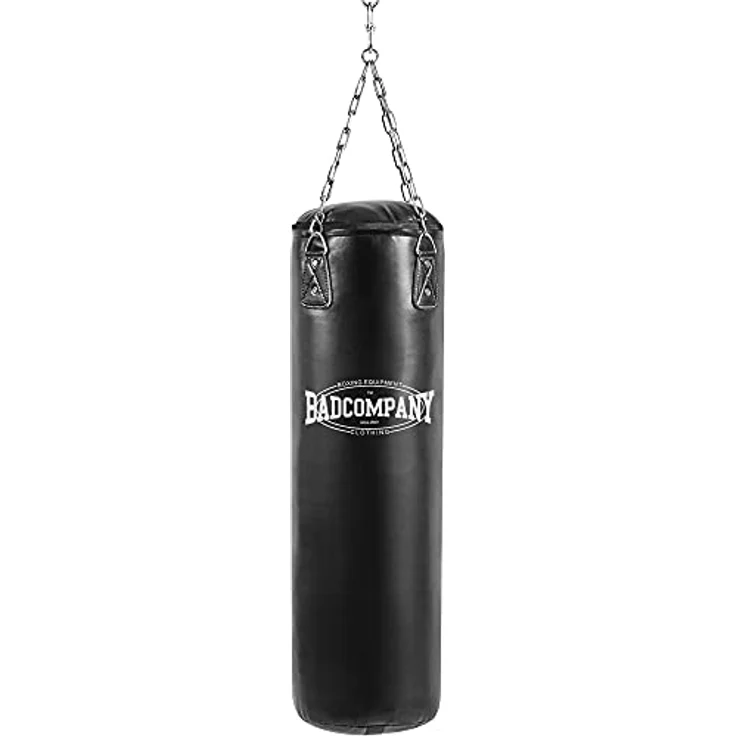 Bad Company Boxsack, Vinyl Punching Bag mit Heavy Duty Vierpunkt-Stahlkette, ungefüllt, 80 x 35 cm, reißfest und schwitzwasserabweisend – Bild 2