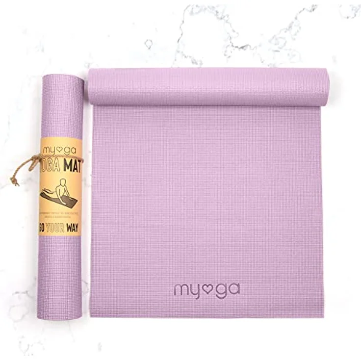 Myga Einsteiger-Yogamatte, rutschfest & leicht zu tragen, 4 mm dick, 173 cm x 61 cm, Flieder – Bild 5