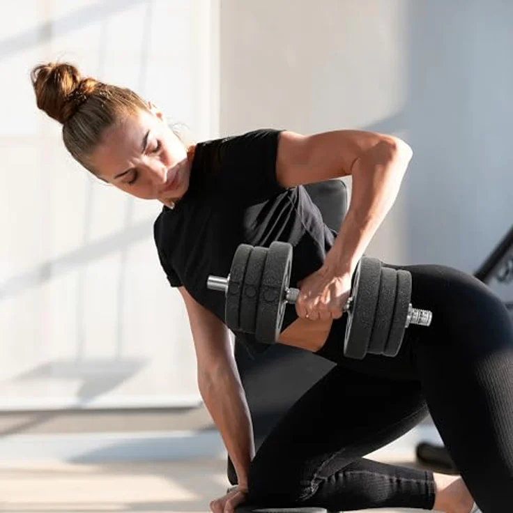 HOMCOM Hantel-Set 25KG, Kurzhantel Set aus Stahl und Kunstleder, Schwarz, für Zuhause und Krafttraining – Bild 6