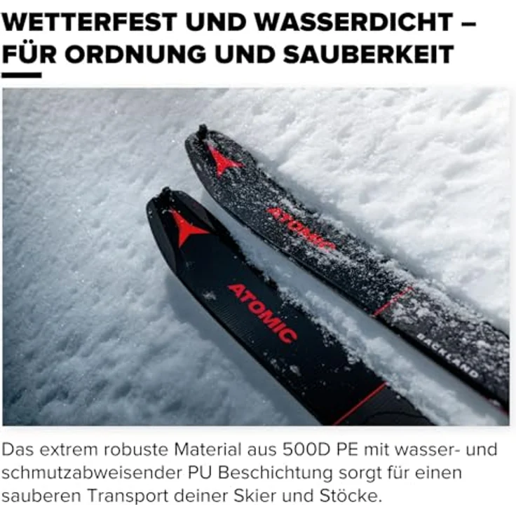 Atomic Ski SKI SLEEVE BLACK BLACK, 205 cm Skisack mit wasser- und schmutzabweisendem Material, verstellbarem Rolltop und anpassbaren Schulterträgern – Bild 4