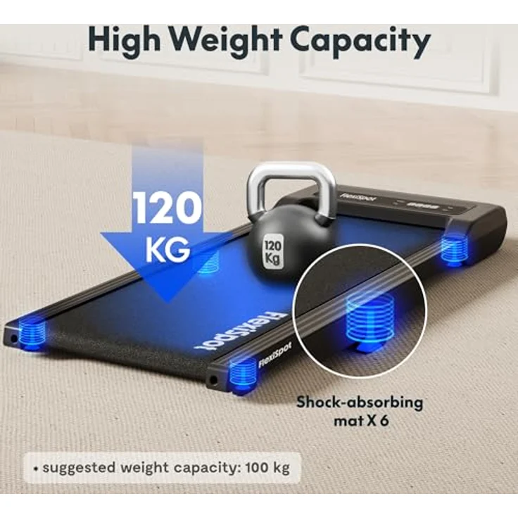 FLEXISPOT Laufband Walking Pad 4-in-1 für zuhause und Büro, geräuscharm bis 120 kg, mit Fernbedienung und LED Display, 1-6 km/h – Bild 5