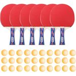 Sport-Thieme Tischtennisschläger-Set „Champion“, 6 robuste Schläger mit 30 hochwertigen Trainingsbällen