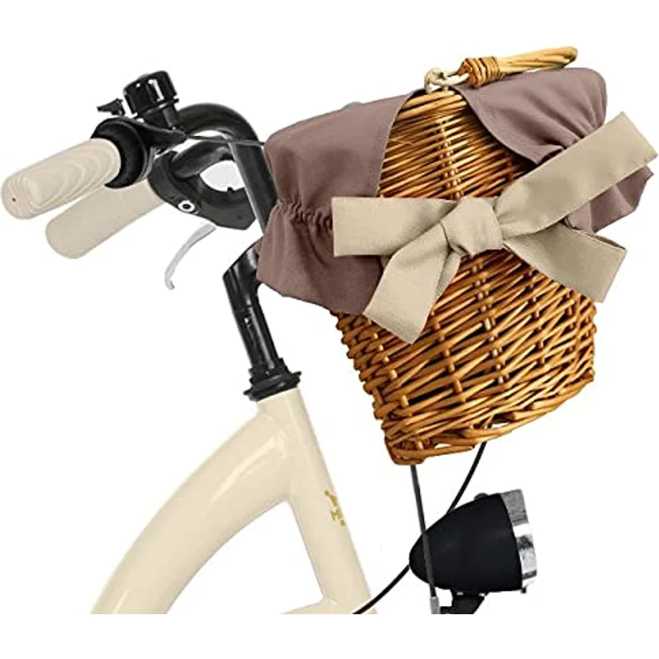 Milord Komfort Fahrrad Mit Weidenkorb Damenfahrrad, 28 Zoll, Beige-Braun, 1 Gang, Cityrad mit Aluminiumfelgen – Bild 6