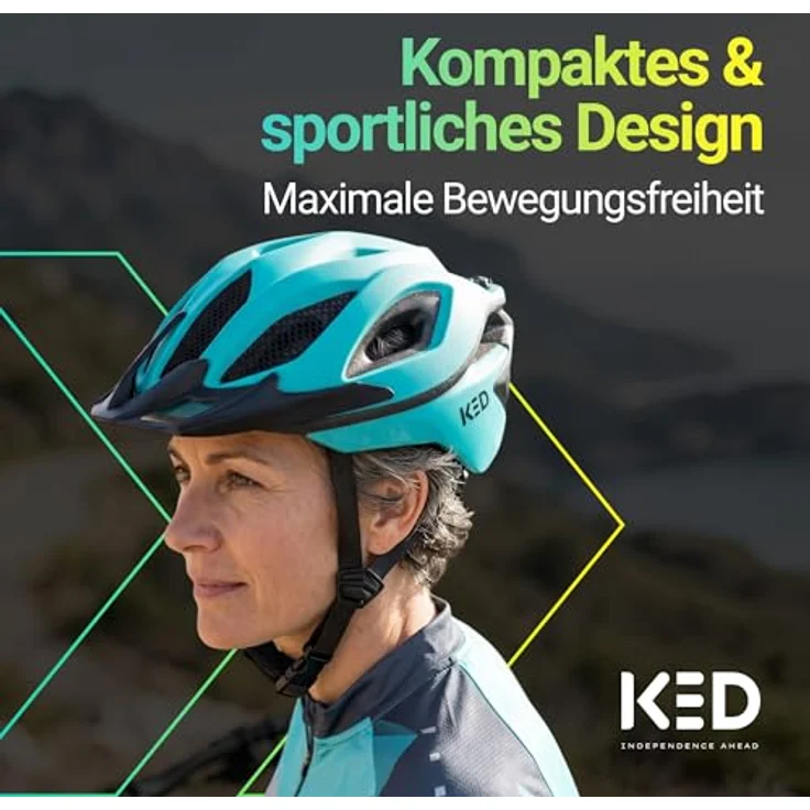 KED Spiri 2 Trend Allround Helm, Fahrradhelm mit K-Fit System und LED-Rücklicht, 320g, Größe M, grün-blau – Bild 2