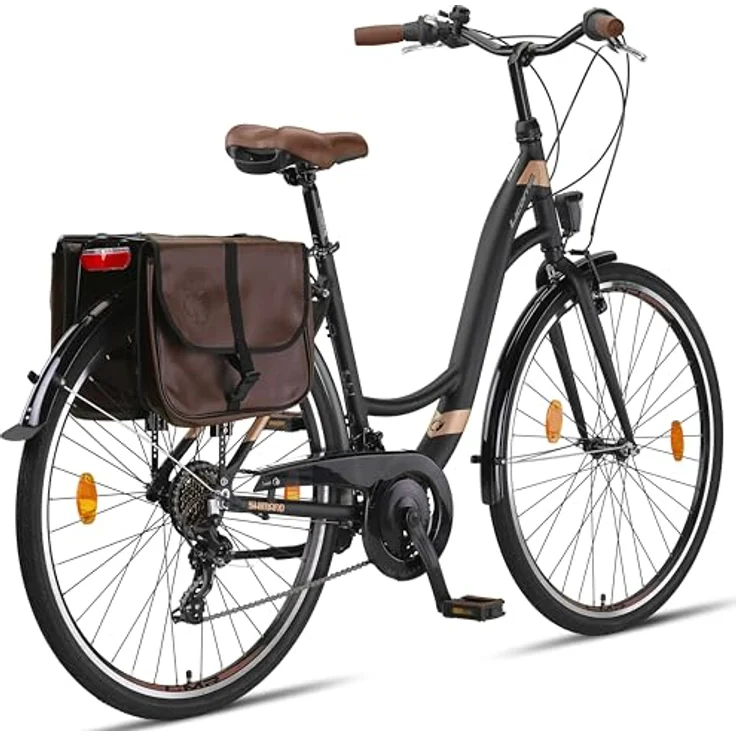 Licorne Bike Stella Plus Premium City Bike Aluminium Fahrrad - 21 Gang-Schaltung - Hollandfahrrad (28 Zoll, Schwarz) – Bild 5