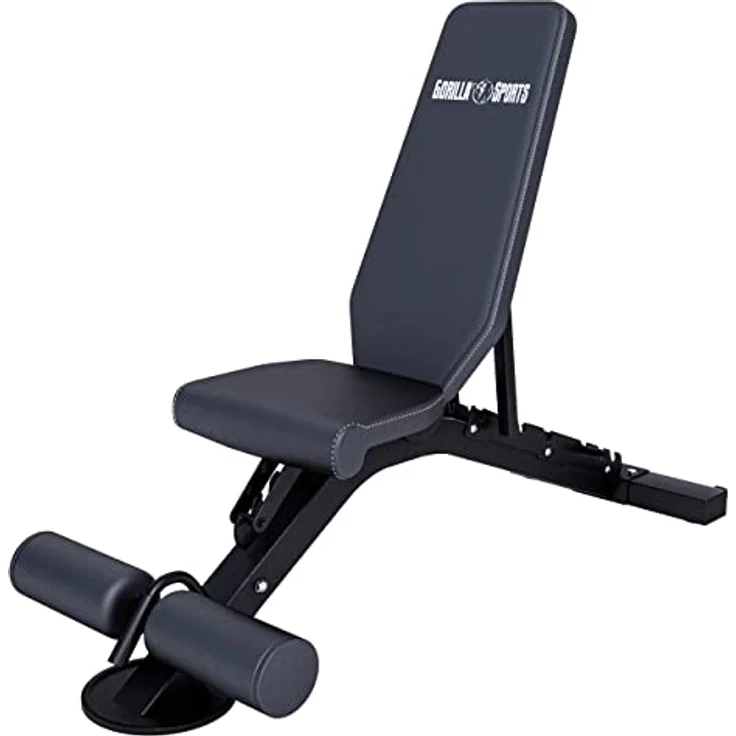 GORILLA SPORTS® Hantelbank - 8-Fach Rückenlehne und 3-Fach Sitz Verstellbar, 156x51x114cm, bis 400 kg Belastbar, Multifunktion, mit Beinhalterung - Schrägbank, Negativbank, Flachbank, Trainingsbank – Bild 1