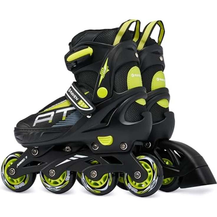 RAVEN Profession Inlineskates, verstellbare 2in1 Rollschuhe für Kinder und Erwachsene, Black/Lime, Größen 28-32 (18,5cm-21cm) – Bild 5