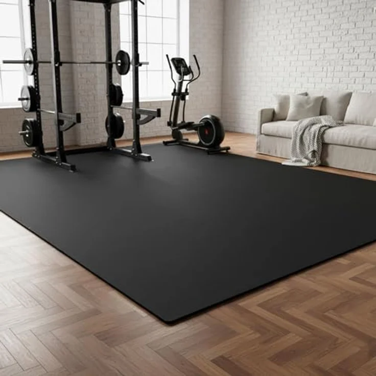 EYEPOWER Bodenschutzmatte Fitness mit Rand, 9 Puzzlematten 30x30 cm in Schwarz, Vibration- und Schallschutz, 0,8 qm für Homegym und Fitnessgeräte – Bild 3