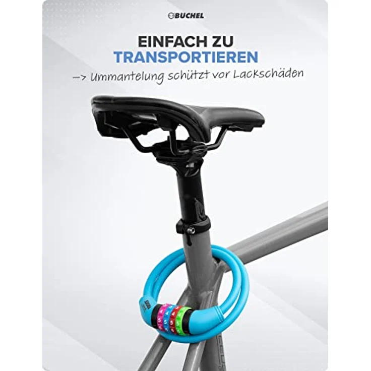 Büchel Sekura Kinder Fahrradschloss, Zahlenschloss in Farbenfroh mit Halterung, über 10.000 individuelle Kombinationen – Bild 4