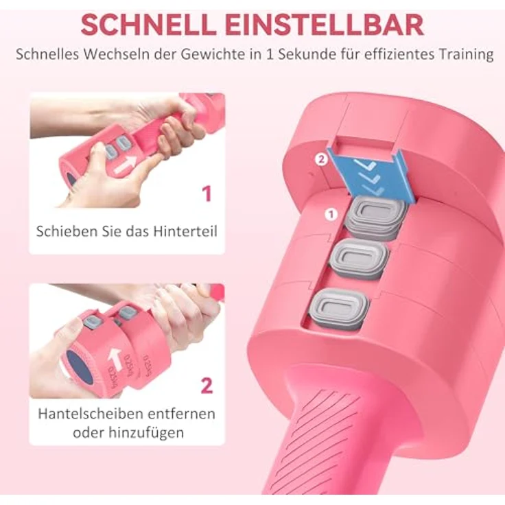 SPORTNOW 4-in-1 Verstellbare Hanteln, Kurzhantelset aus Metall mit rutschfestem Griff, 1-2,5 kg pro Hantel, quadratische Form, für Zuhause und Fitnessstudio – Bild 4