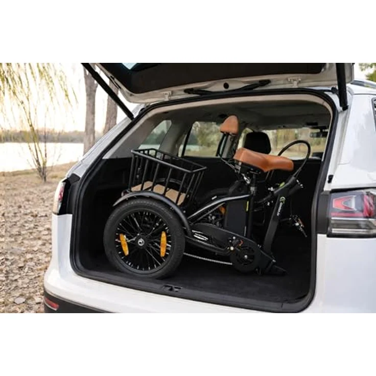 SachsenRAD T6S Comfort Air E-Dreirad für Senioren, 16” Aluminium Klapprad Trike mit Durchstiegrahmen, 36V/468Wh Akku, 6 km/h Schiebehilfe, Rücklicht mit Bremsfunktion, inkl. Lastenkorb und Alarmanlage – Bild 4