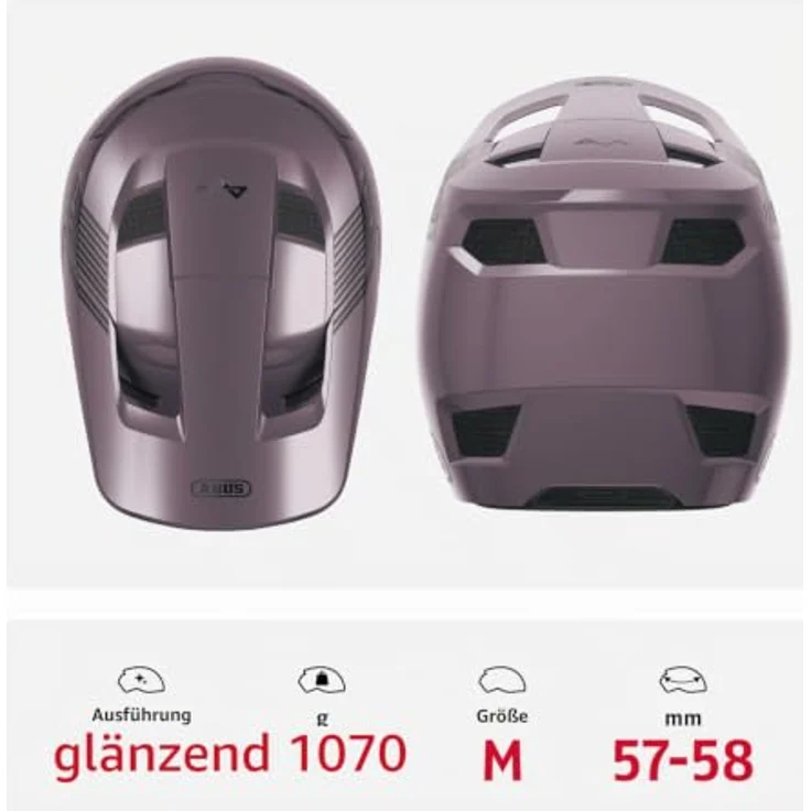 ABUS Downhill Helm HiDrop, Fullface MTB Helm mit schlagfester ABS-Außenschale, Größe M, lila, für Downhill, Enduro und Bikepark – Bild 3