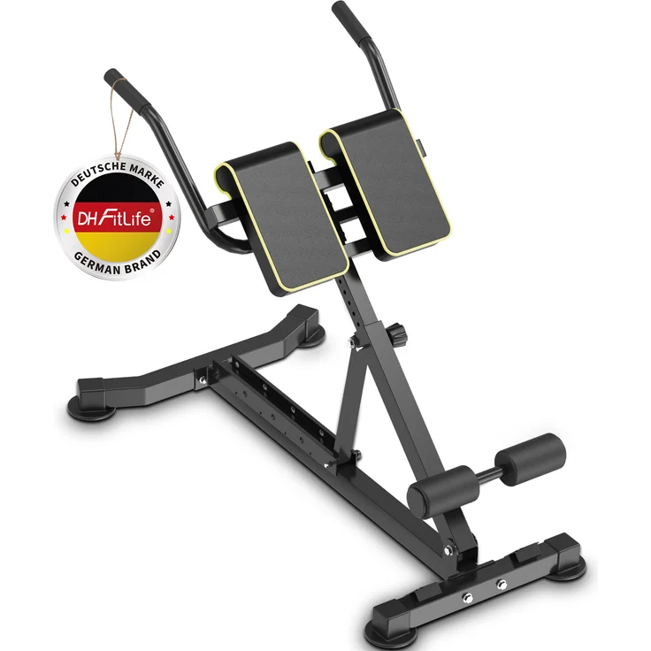 DH FitLife 5in1 Multifunktions-Rückenstrecker, Bauchmuskeltrainer & Rückentrainer, Hyperextension Bank bis 150KG, verstellbare Roman Chair & Curlbank