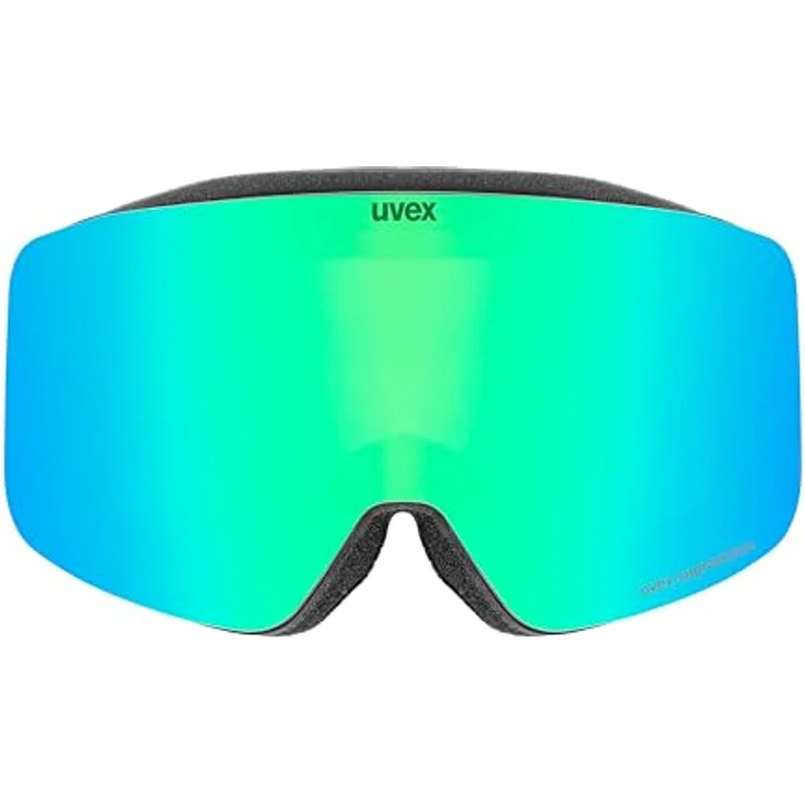 uvex pwdr FM Skibrille für Kinder, beschlagfrei mit Visier, zylindrische Doppelscheibe, black matt/green-clear, one size – Bild 2