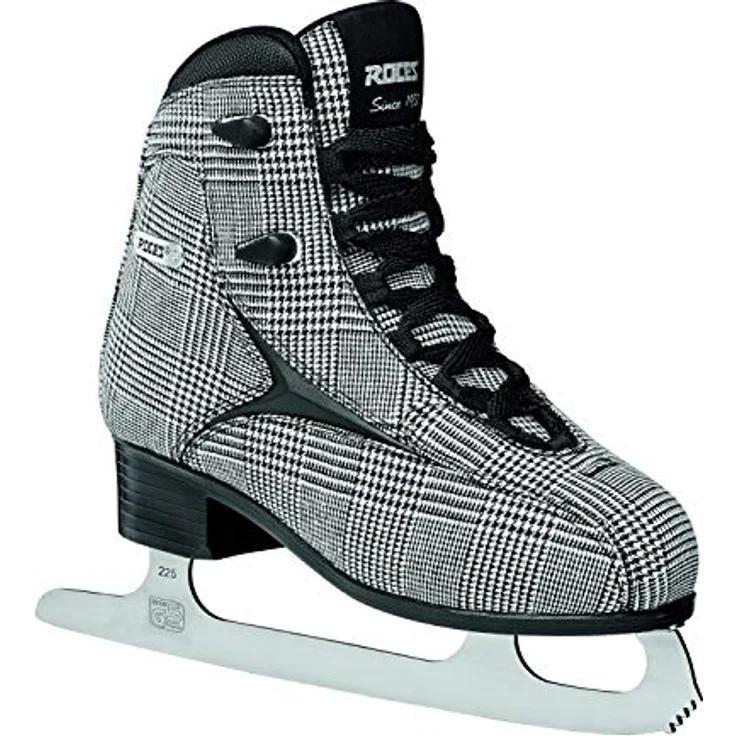 Roces Damen Brits Schlittschuh, Check Black White Silver, 38 - Modischer Freizeit-Schlittschuh mit warmem Innenfutter und klassischer Schnürung – Bild 1