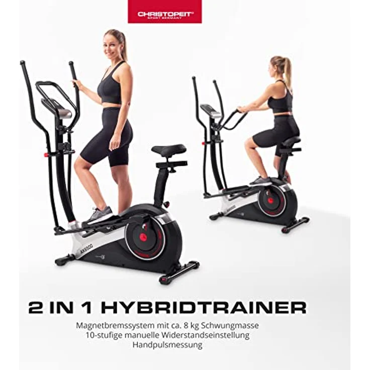 Christopeit Sport Hybridtrainer AX 6500 Schwarz 2in1 – 10-stufiger Widerstand, mit Magnet-Bremssystem, bis 150kg Gewicht – Bild 2