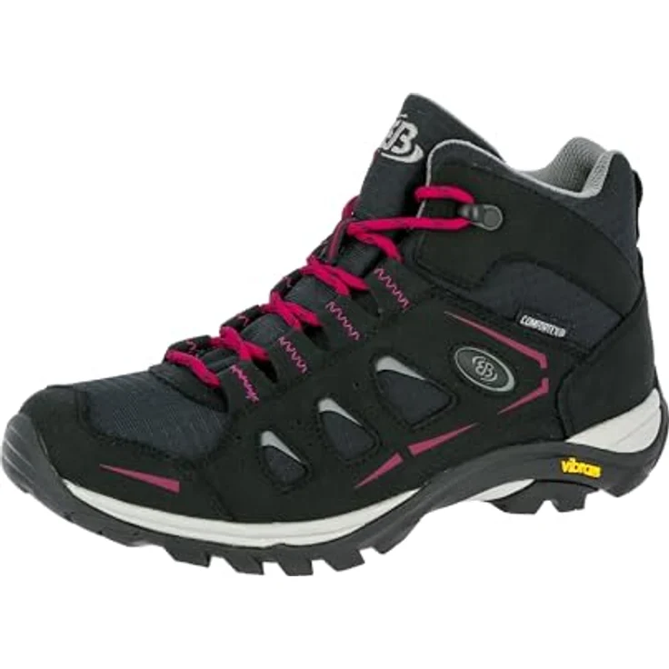 Brütting Damen Wanderschuhe, robuste Outdoorschuhe mit Schnürung, flacher Absatz 2 cm, Größe 42, Schwarz – Bild 1