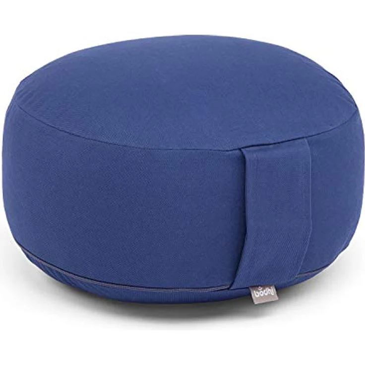 Bodhi Meditationskissen Rondo ECO | Yogakissen mit Bio Dinkelfüllung | Bezug aus 100% Baumwolle | Waschbarer Bezug mit praktischer Trageschlaufe | Höhe 20 cm (dunkelblau) – Bild 1