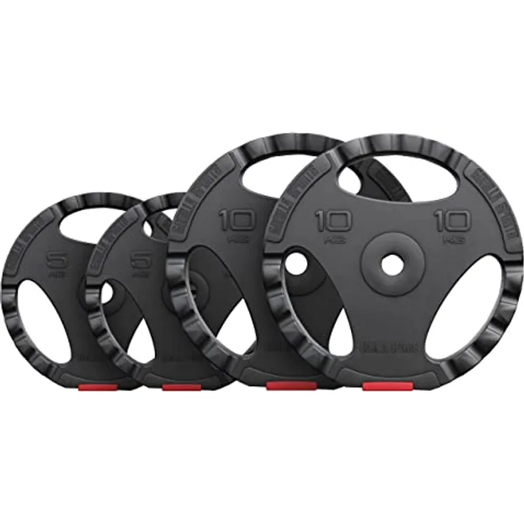 GORILLA SPORTS® Hantelscheiben - Einzeln/Set, 1,25kg, 2,5kg, 5kg, 10kg, 15kg, 17,5kg, 27,5kg, 30kg Gewichte, 30/31mm Bohrung, Tri-Grip, Kunststoff - Gewichtsscheiben, Hantelscheiben-Set