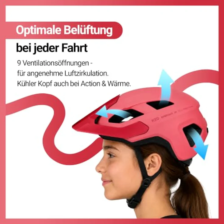 KED Embrace Jr Fahrradhelm – Jugendhelm mit integriertem Visier, Leichtbau und guter Ventilation, Farbe: Coral Matt, Größe: 52-56 (SM) – Bild 4