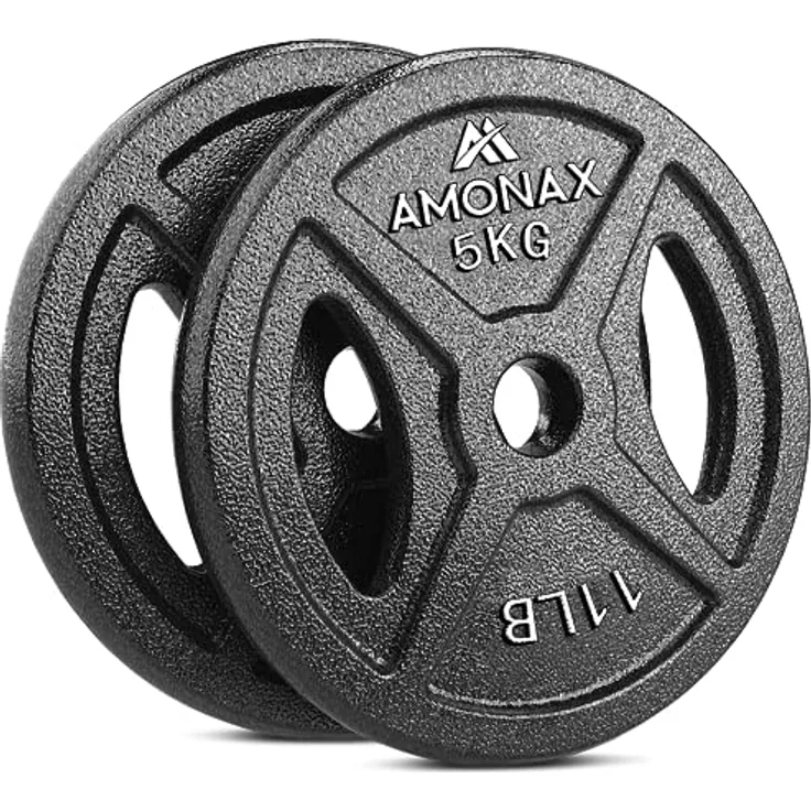 Amonax Hantelscheiben Set, 2,5kg, 5kg, 10kg Hantel Set für 25mm Gewichte Hantel Bar, Metall Hantelscheiben für Gewichtheben und Hip Thrust, hantelscheiben gusseisen für das Home Gym